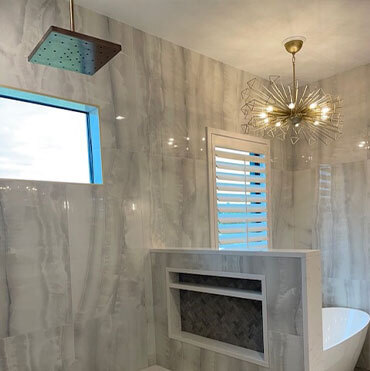 hanging light in a bathroom