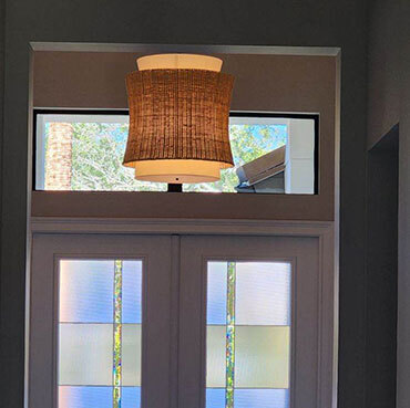 hanging light in an entryway