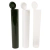three child resistant pre roll tubes in black white and clear with the flip top lids open