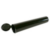 black child resistant pre roll tube resting on its side with the round lid hinged open
