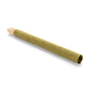 single green hemp wrap blunt cone lying at a slant with an open end and a wood tip