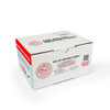 closed white shipping box for hemp wrap blunt cones with a red edge and artisan tubes printing