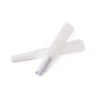 two white mini pre rolled cones crossed in an x shape showing their folded paper filter ends