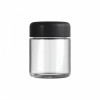 3 Oz Clear Glass Jar with Child Resistant Plastic Matte Black Lid [100 per case]