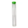 upright glass pre roll tubes with a green silicone cap on top