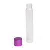 open glass pre roll tubes with a threaded neck standing beside a loose purple cap
