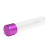 glass pre roll tubes angled toward the viewer with a rounded purple cap at the near end