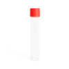 glass pre roll tubes standing alone with a red screw cap and an empty clear body
