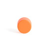 round flat top of a smooth orange cap made for glass pre roll tubes on a white background