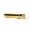 child resistant pre roll tubes in shiny gold angled with the capped end turned toward the viewer