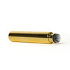 child resistant pre roll tubes in polished gold lying on its side with an open threaded neck