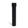 single upright glass pre roll tube with a matte black body and a rounded black cap