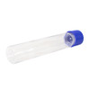 115 millimeter clear pet tube with 22 millimeter matte blue smooth child resistant cap bottom
