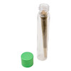 115 millimeter clear pet tube with 22 millimeter green alumite child resistant cap pre rolled cone inside