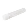 115 millimeter clear pet tube with 22 millimeter matte white smooth child resistant cap side