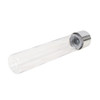 115 millimeter clear pet tube with 22 millimeter metallic silver child resistant cap bottom