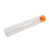 125 millimeter clear glass single width cork tube with orange silicone cap bottom