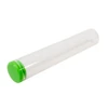 125 millimeter clear glass single width cork tube with green silicone cap side