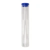 125 millimeter clear glass single width cork tube with blue silicone cap front