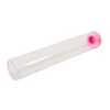 120 millimeter clear glass single width cork tube with pink silicone cap bottom