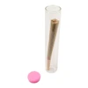 120 millimeter clear glass single width cork tube with pink silicone cap with pre rolled cone inside