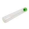120 millimeter clear glass single width cork tube with green silicone cap bottom