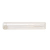 120 millimeter clear glass single width cork tube with white silicone cap horizontal