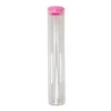 125 millimeter clear glass wide cork tube with pink silicone cap front