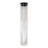 125 millimeter clear glass wide cork tube with black silicone cap front