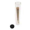 125 millimeter clear glass wide cork tube with black silicone cap with pre rolled cone inside