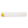 120 millimeter clear glass wide cork tube with yellow silicone cap horizontal