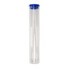 120 millimeter clear glass wide cork tube with blue silicone cap front