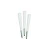 three king size white paper pre rolled cones fanned out with green toasted filter tips