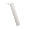 upright white pop top pre roll tube leaning at an angle with the hinged lid folded to the side