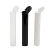 three pop top pre roll tubes in clear black and white with flip lids open