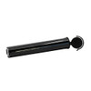 glossy black pop top pre roll tube lying flat with the round hinged lid open on the right