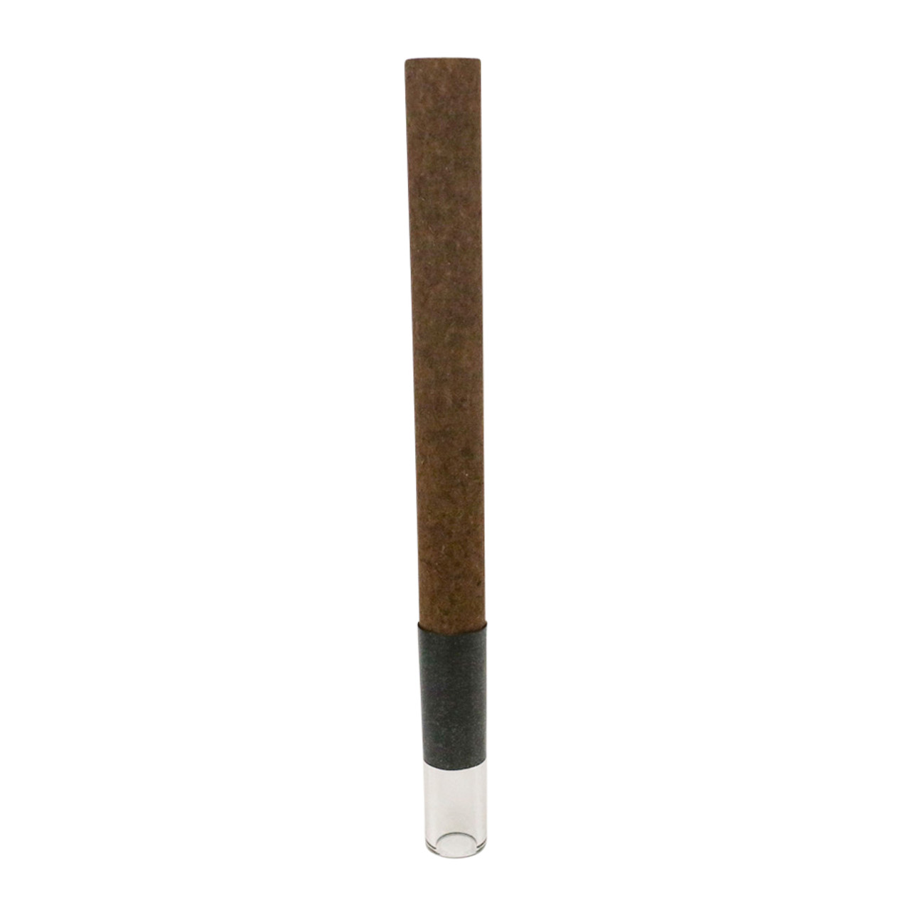 109mm Pre-Rolled Tube Dark Brown Hybrid Hemp Wrap with Cylinder Glass Tip (9mm x 30mm) [200 per Case]