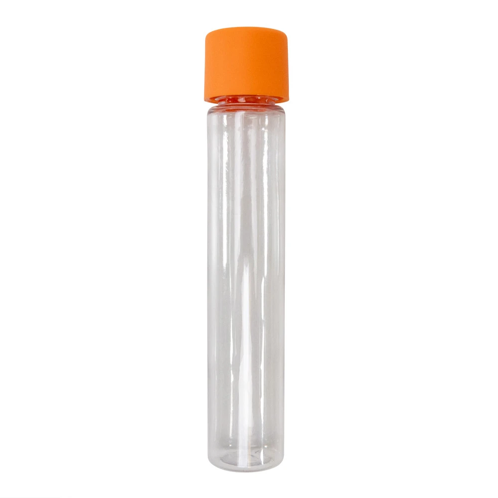 115mm Clear PET Tube with 22mm Matte Orange Smooth Child Resistant Cap 115mm Clear PET Tube with 22mm Matte Orange Smooth Child Resistant Cap