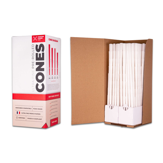 98 millimeter pre rolled cones refined white 800 cones per case