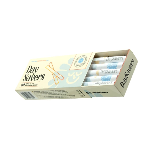 DaySavers Refined White Half Gram 1 1/4 Artisan Pre Rolled Tubes with Spiral Filter Tips [10 Pack]