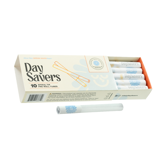 DaySavers Refined White Half Gram 1 1/4 Artisan Pre Rolled Tubes with Spiral Filter Tips [10 Pack]