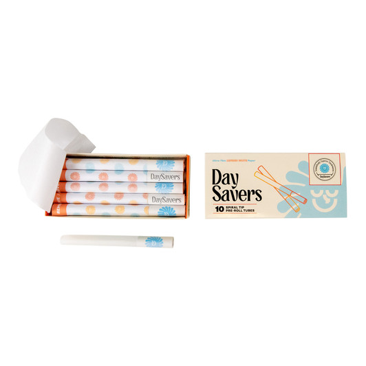 DaySavers Refined White Half Gram 1 1/4 Artisan Pre Rolled Tubes with Spiral Filter Tips [10 Pack]