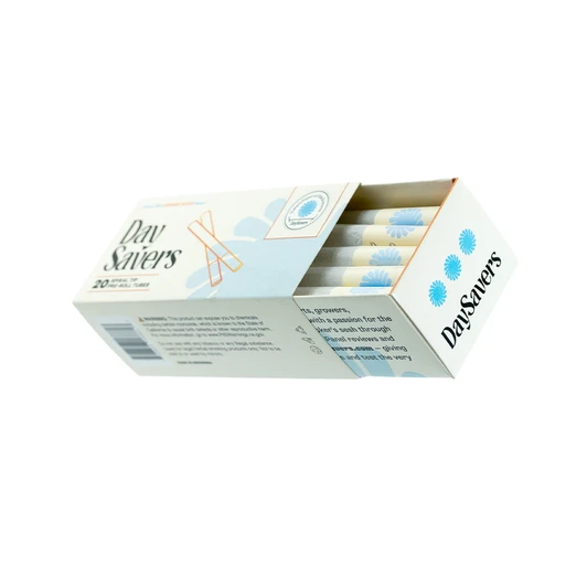 DaySavers Refined White Half Gram 1 1/4 Artisan Pre Rolled Tubes with Spiral Filter Tips [20 Pack]