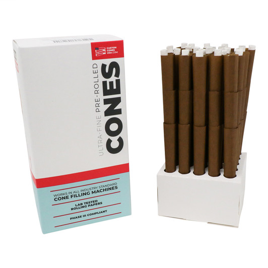 90mm Pre-Rolled Cone Standard Brown Hemp Wrap with Wood Tip (9mm x 30mm) [75 per Case]