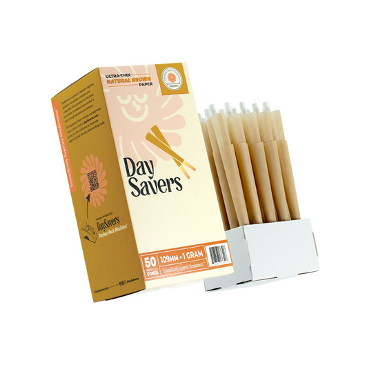 DaySavers 1 Gram King Size Natural Brown Pre Rolled Cones [50 Cone Box]