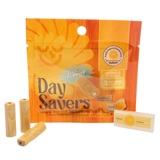 Display Box - DaySavers Vanilla Flavor Wood Filter Tips [3 Tips per Pack, 20 Packs per Box]