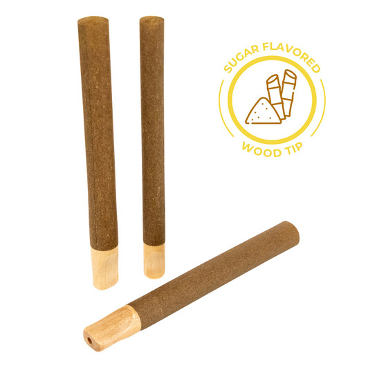 109mm Pre-Rolled Tube Standard Brown Hemp Wrap with Sweetened Wood Tip (11mm x 30mm) [100 per Case]