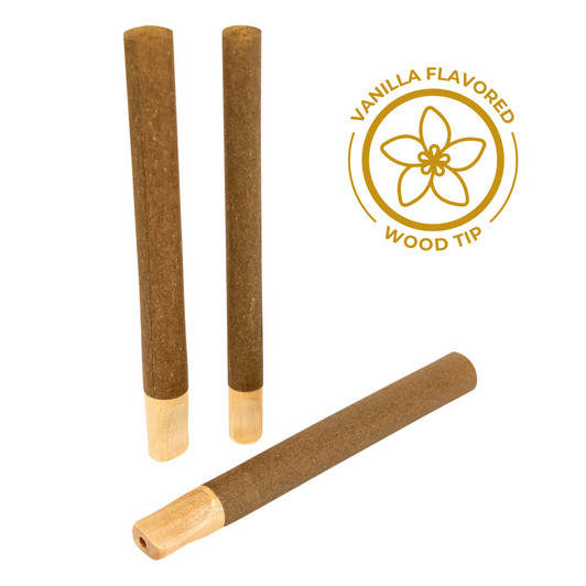 109mm Pre-Rolled Tube Standard Brown Hemp Wrap with Vanilla Wood Tip (11mm x 30mm) [100 per Case]