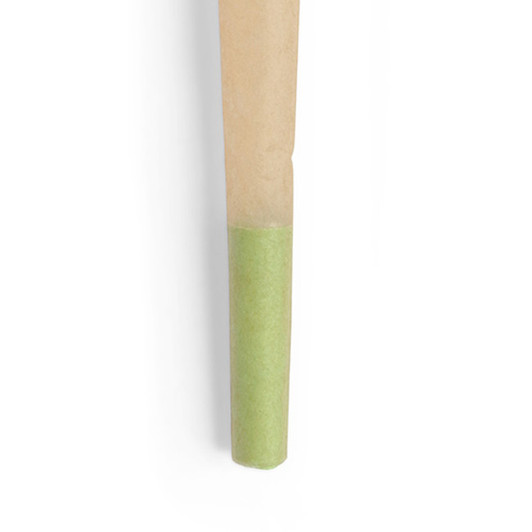 98mm Green Tipped Cones - Natural Brown Paper - Designer Pre-Rolled Cones - [800 Cones per Case]