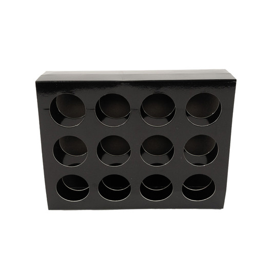 12 Pack Display Box Insert - Glass Tubes - Black [115mm x 22mm INSERT ONLY] [50 per Case]